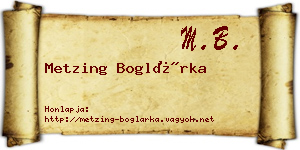 Metzing Boglárka névjegykártya